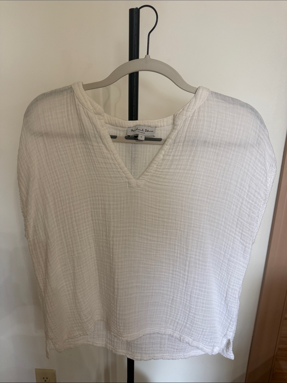 Michael Stars Cream Gauze V-Neck Tunic Top